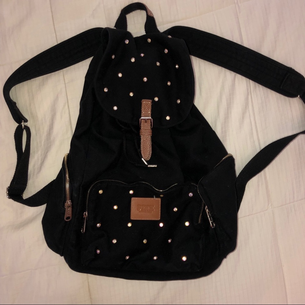 Victoria Secret PINK Black Drawstring Backpack